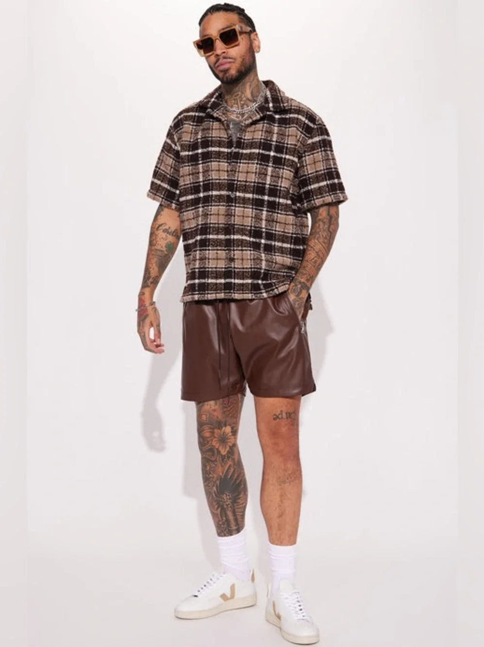 Slam Dunk Faux Leather Shorts - Chocolate